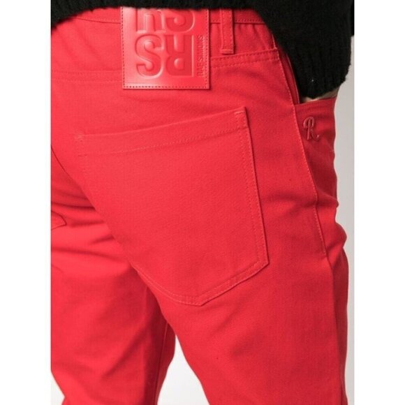 Raf Simons Logo Plaque Straight-leg Denim Trousers M Red New - Picture 14 of 16